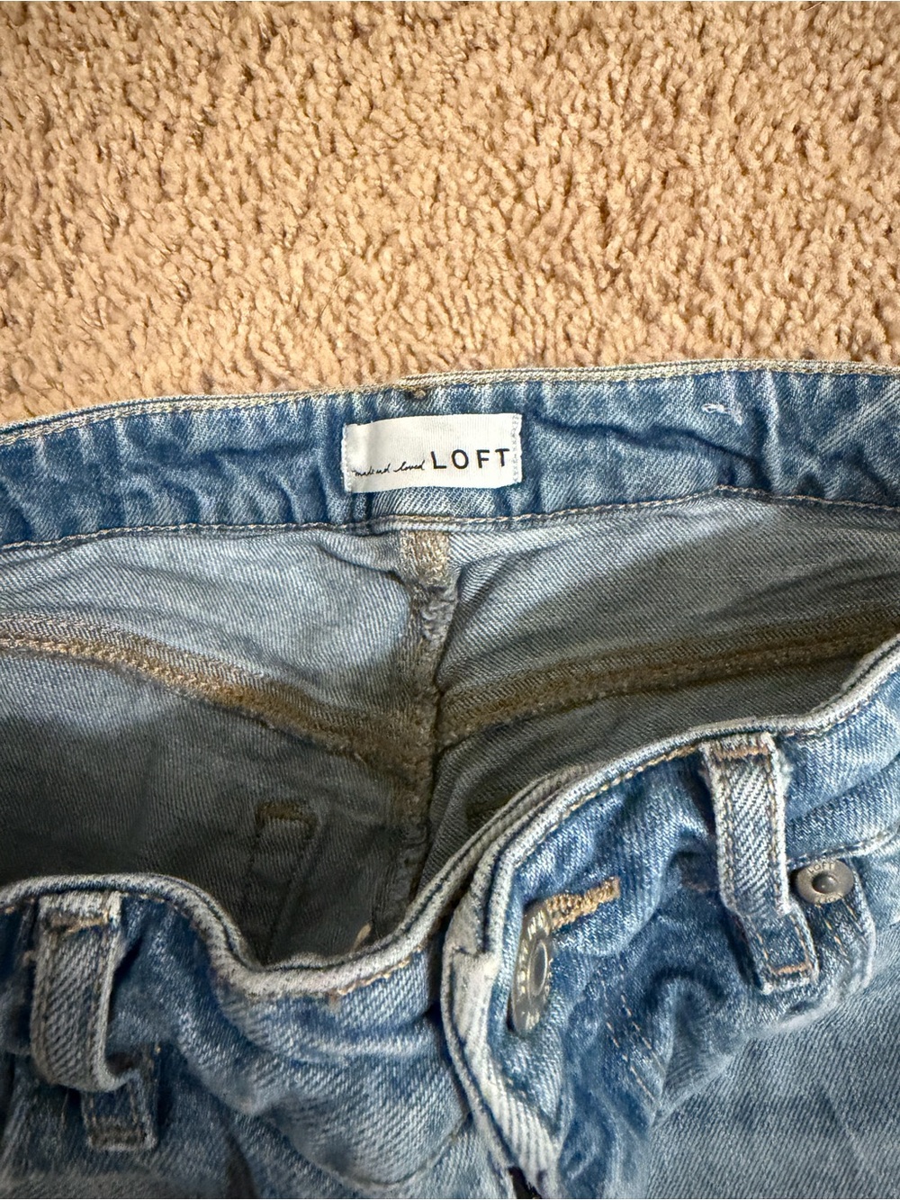 LOFT Light Blue Distressed Denim Shorts - Picture 6 of 6